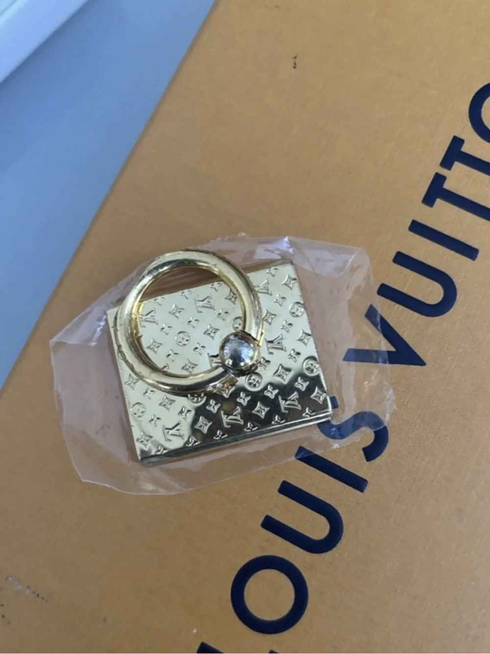 Louis Vuitton Gold Nonogram Phone Ring Holder